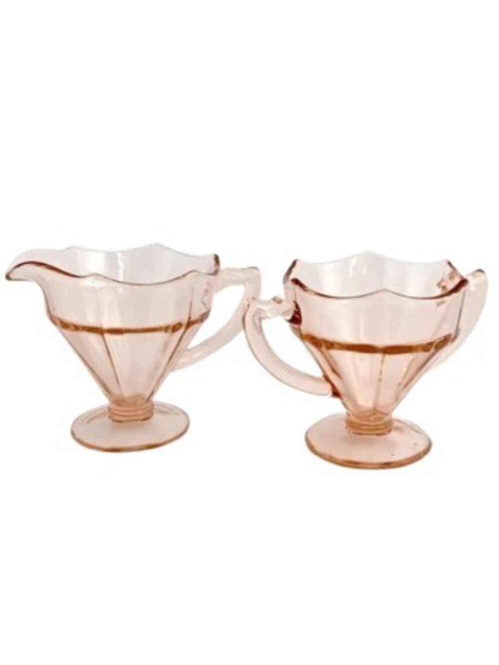 Pristine VTG Pink Depression Glass Creamer & Sugar Set- Liberty Works Egg Harbor